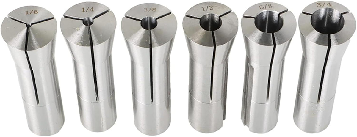 findmall 1/8-3/4 Inch R8 Round Collet Set 6Pcs Spring Collet Set