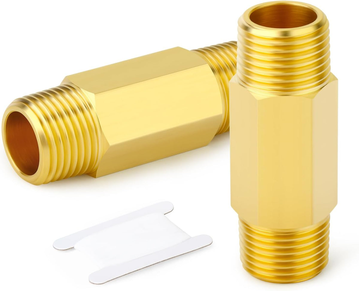 GASHER 2PCS 1/2" MNPT Brass Long Nipple 2" Length Pipe Fitting