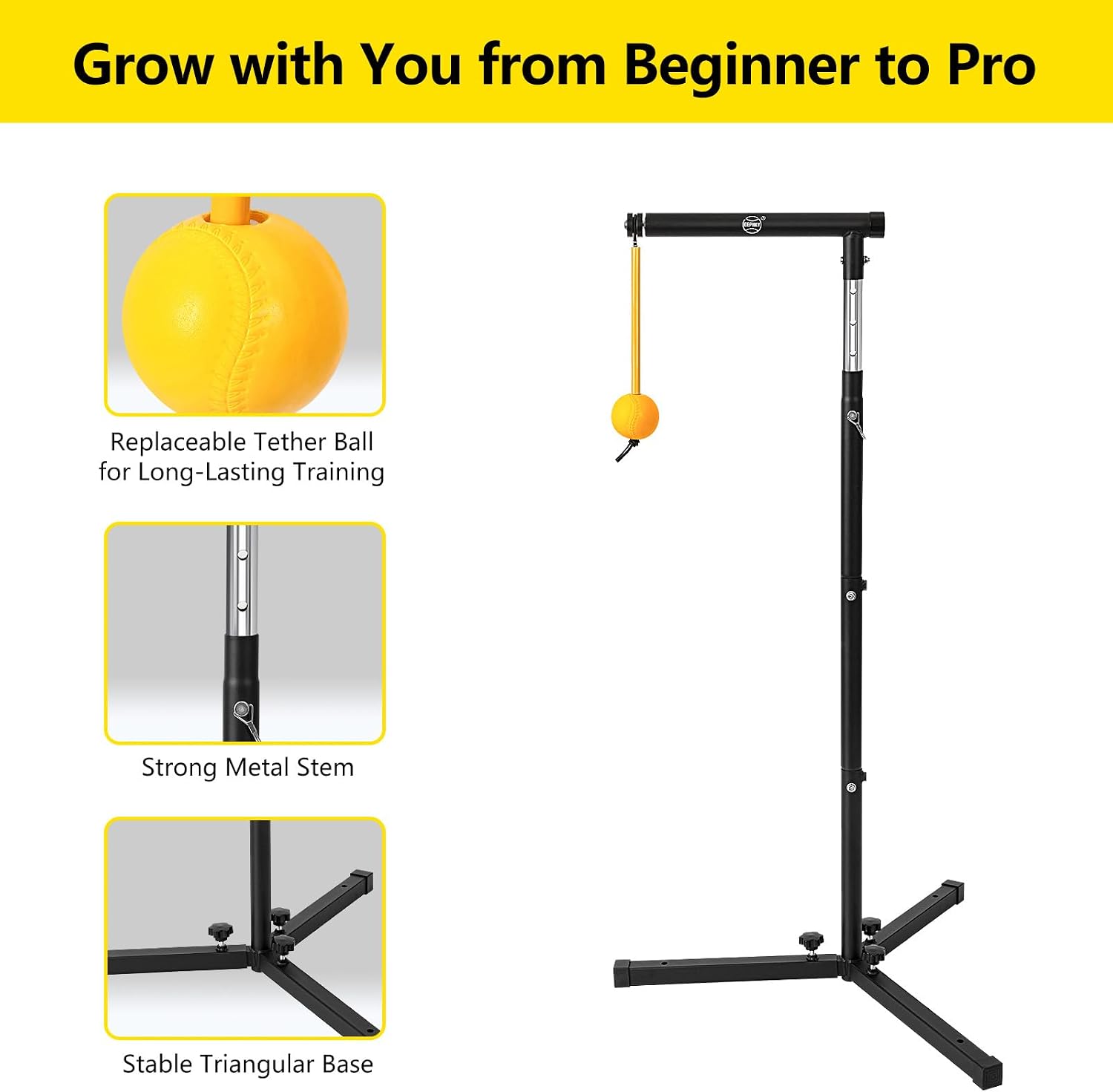Baseball Softball Batting Tee with Auto Return Ball, Adjustable 21" to 45" Baseball Swing Trainer for All Ages