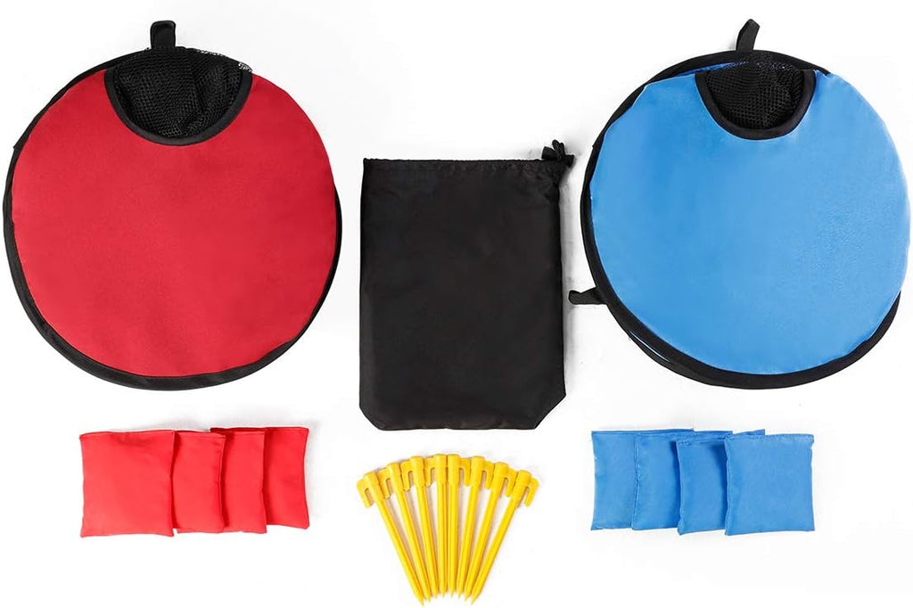 Portable Collapsible 5 Holes Cornhole Game Set Beach Games Adults | Cornhole Board Set with 8 Bean Bags, Carrying