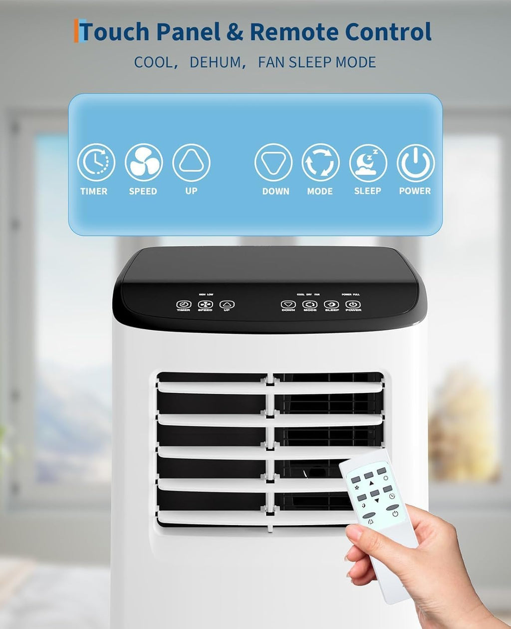 8,000 BTU Portable Air Conditioner, 3-in-1 Portable AC Unit with Remote Control, Cool, Dehumidifier & Fan Modes for