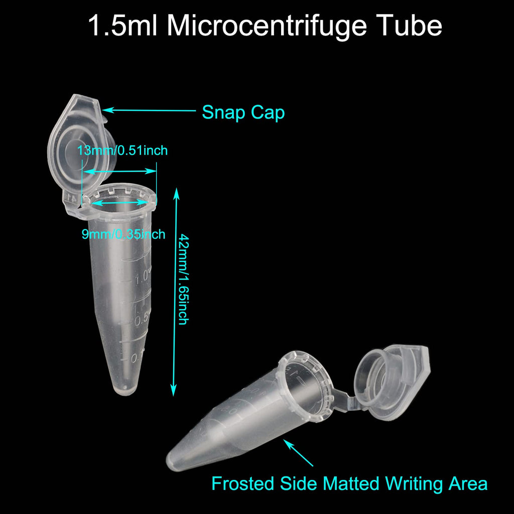 1.5ml 500 Pcs Microcentrifuge Tubes with Snap Cap Polypropylene