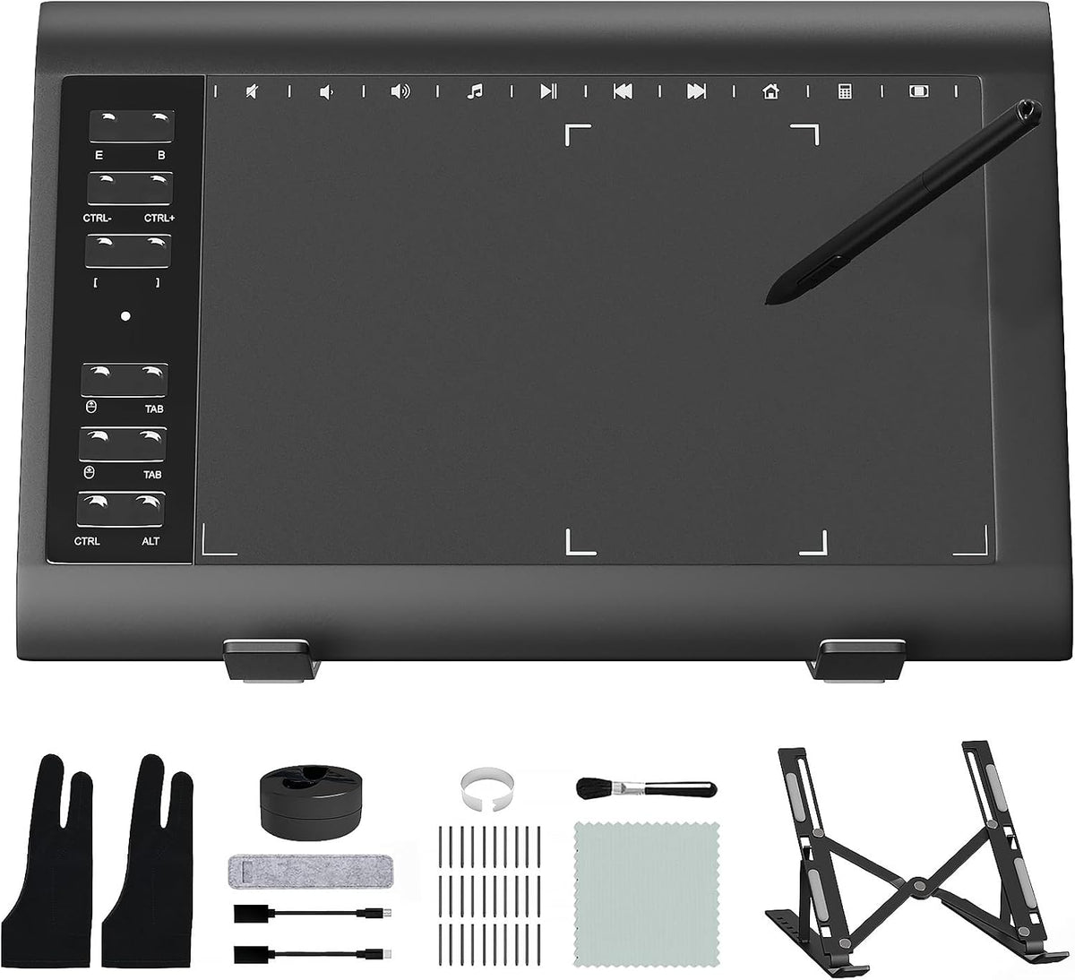 Graphic Drawing Tablet, Digital Sketch,Design for PC and Computer/Pad-12 Hot Keys, Compatible Windows/MAC/Android,the