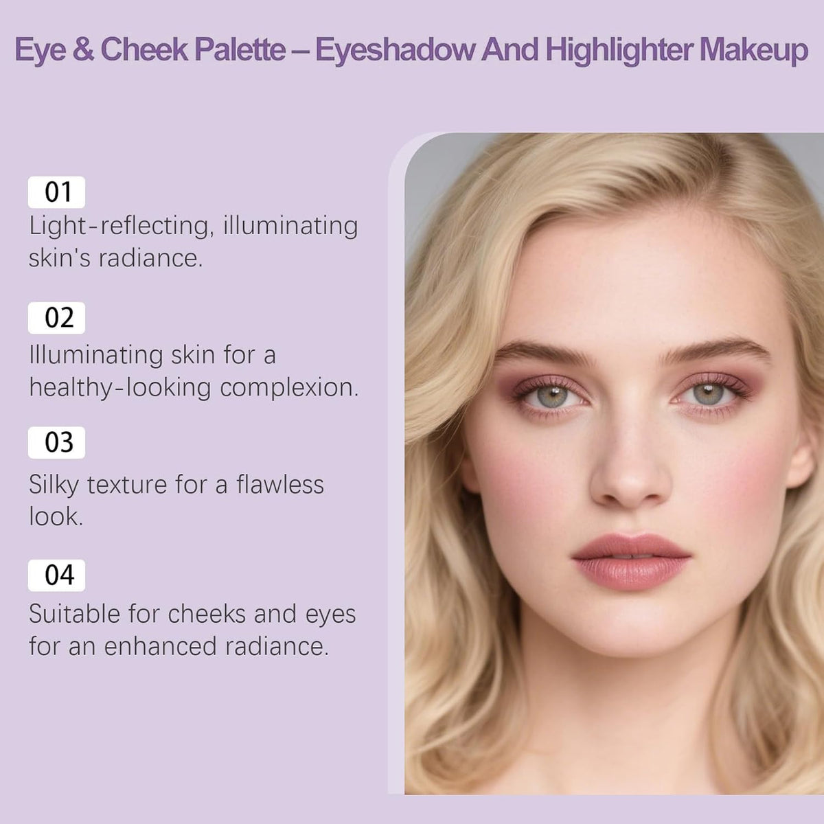 Eye & Cheek Palette - Eyeshadow and Highlighter Makeup, Makeup Palettes Contour Kit, Shimmer Glow Face Highlighter