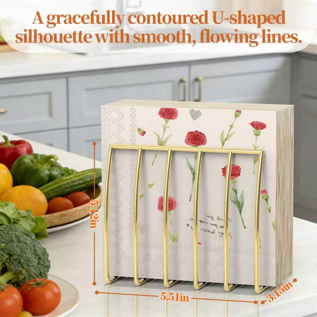 Napkin Holder for Table, Gold Modern Metal Napkin Holders for Paper Napkins & Kitchen Dining & Countertops, Cocktail