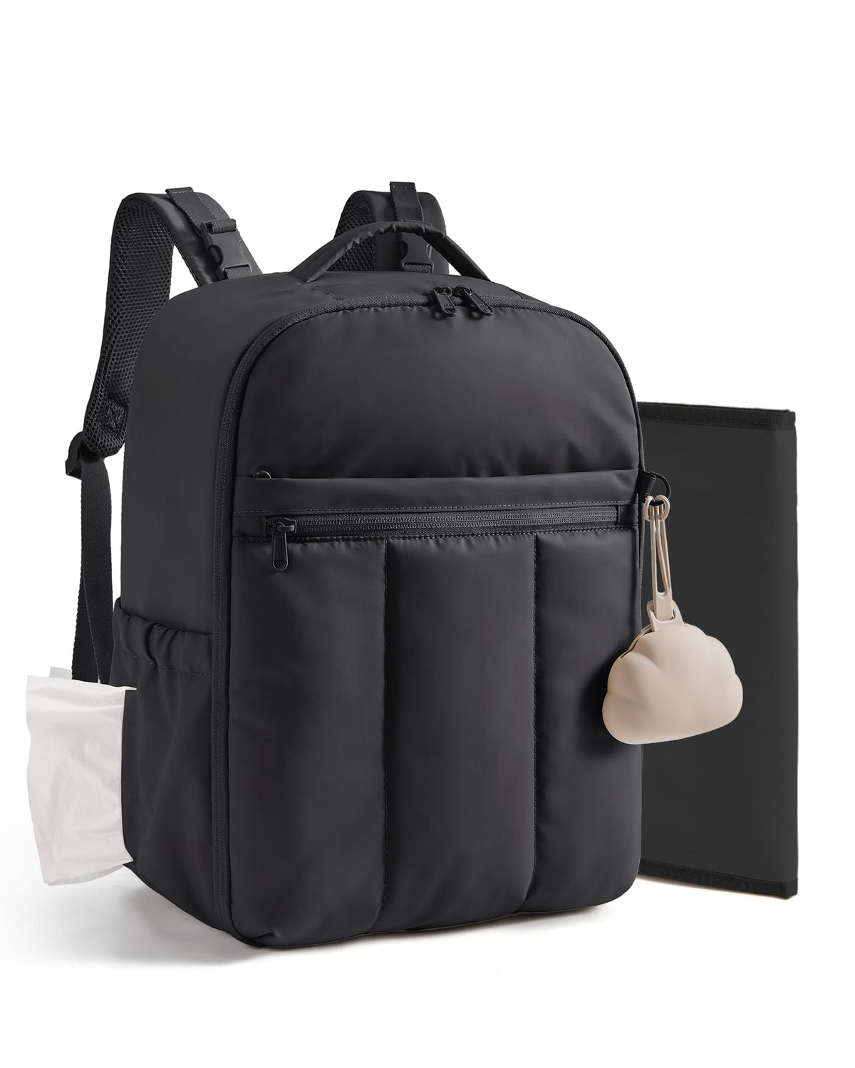 Diaper Backpack with Insulated Pockets & Changing Pad,Black