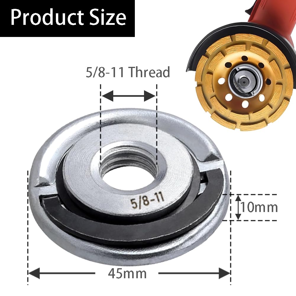 2Pcs Angle Grinder Flange Locking Nuts with 5/8-11 Inch Thread Quick Change
