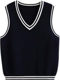 Boys Sweater Vest Cotton School Uniform for Girls V Neck Sweater Vest Kids Knit Cotton Sweaters Pullover