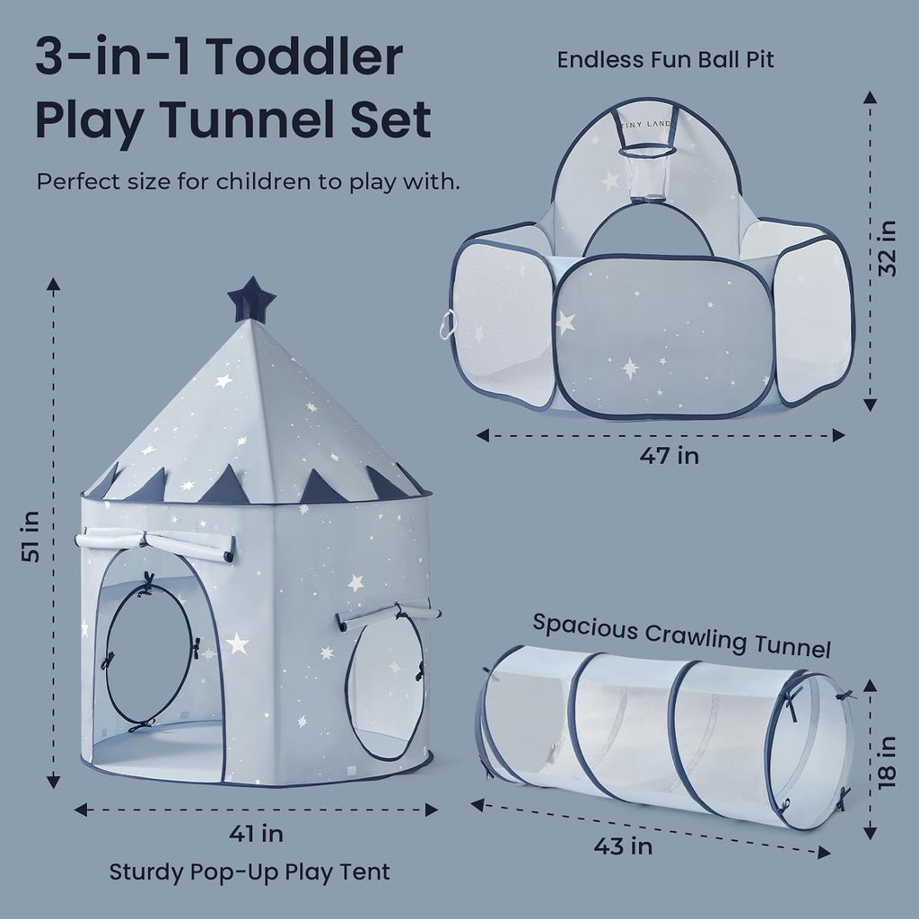 3-in-1 Kids Play Tunnel with Ball Pit & Tent, Pop-Up Crawl Toy | Foldable Indoor & Outdoor Play Set With Carry Bag
