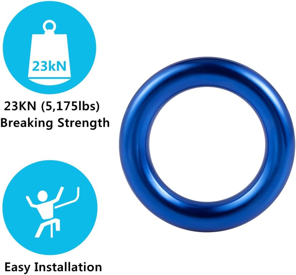 Aluminum Rappel Ring, Climb Perfect Tension Aluminum Alloy O-Ring, 23KN Rappel Rings for Rock Climbing Arborist and