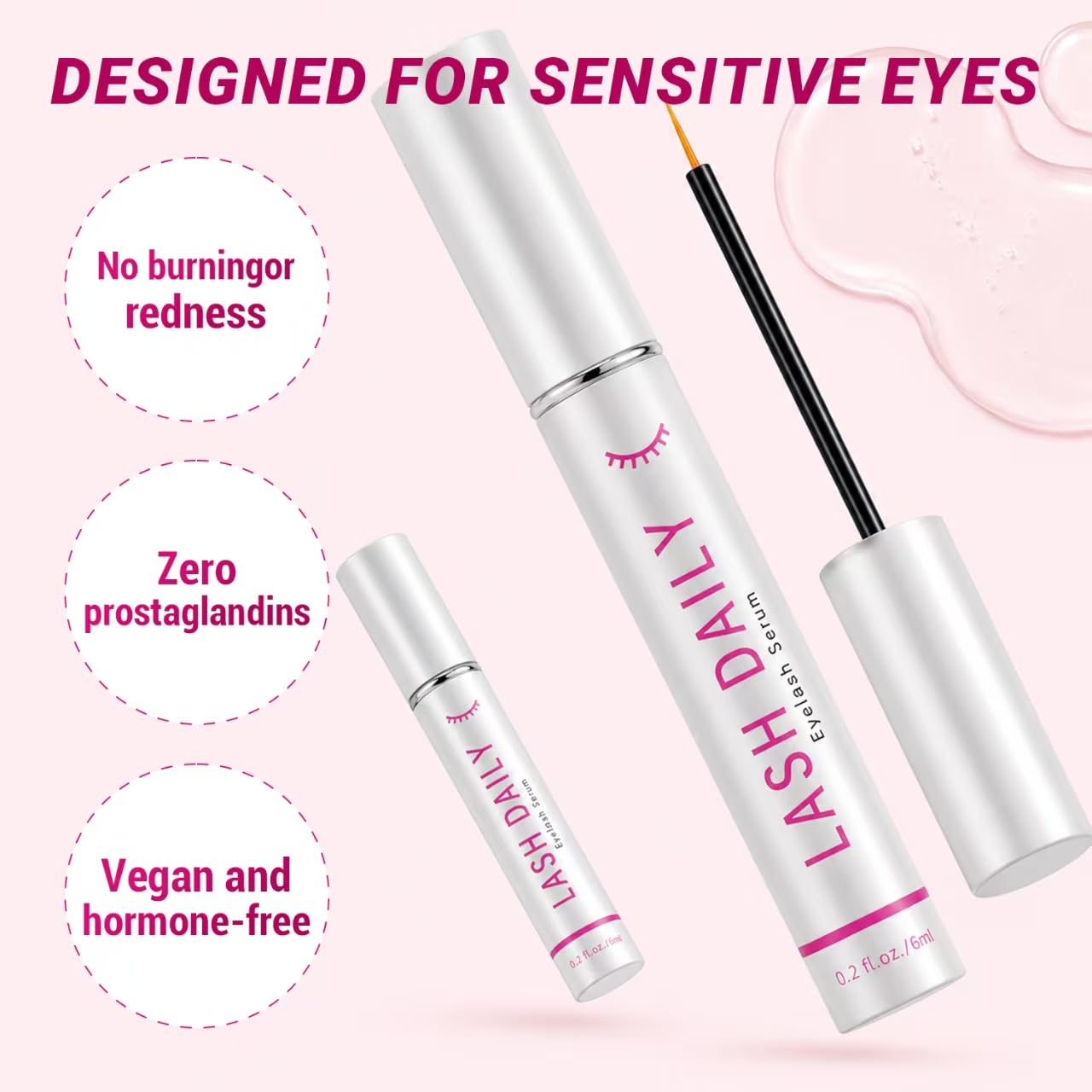 Lash Serum for Eyelash Growth 2 Pack Rapid Lash Eyelash Growth Serum | Ultra-fine brush bristles with plant formula