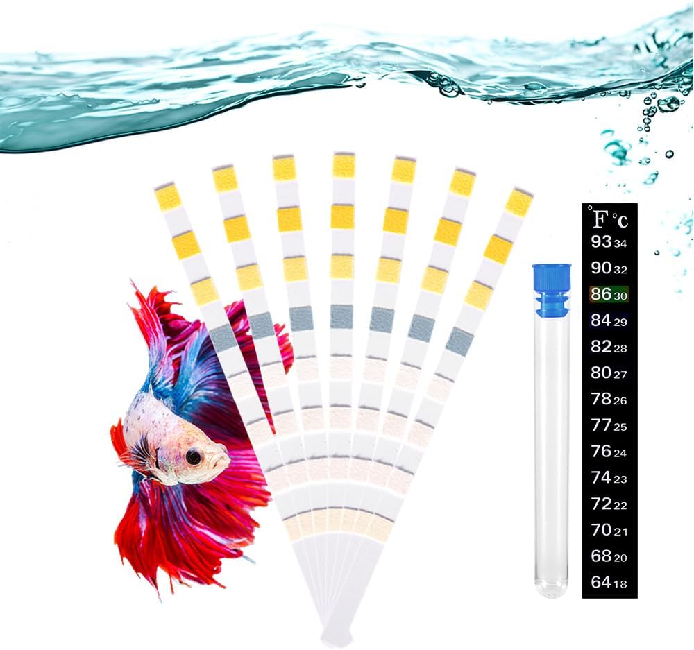 8 in 1 Aquarium Test Kit Fish Tank Test Strips Accurate Water Quality Testing Strips for Ammonia PH Total Alkalinity