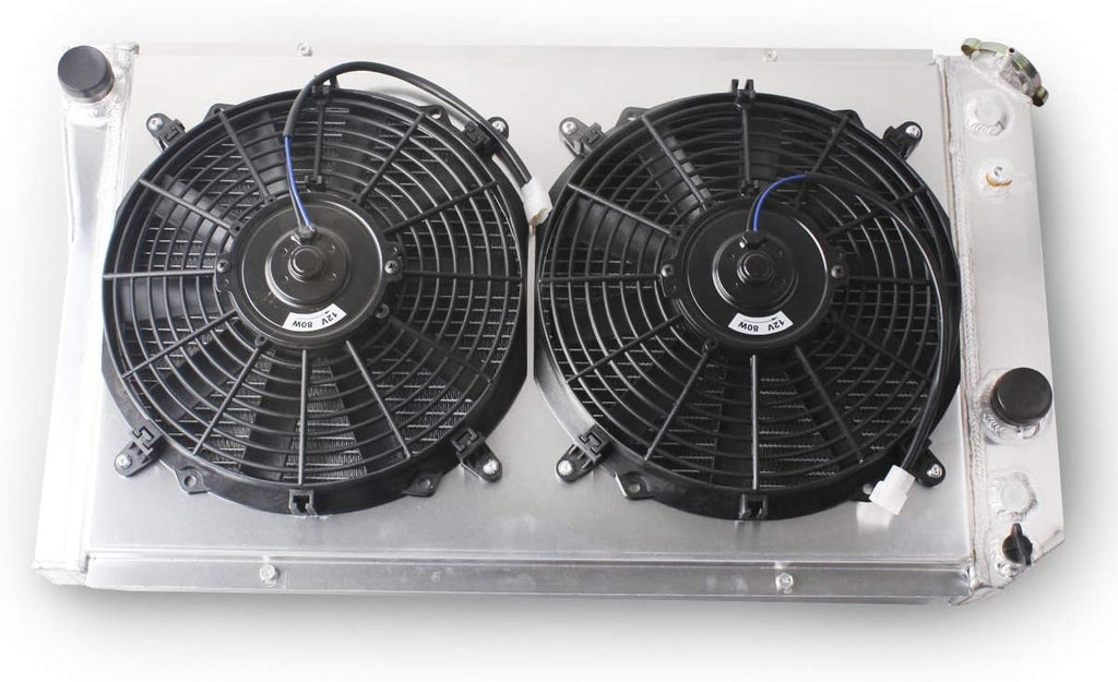 OHOB-COOL 3 Row Full Aluminum Radiator with Fan For 1984-1990 Chevy Corvette 5.7L V8 /1982-2002 S10 Conversion LS