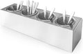 Flatware Organizers Stainless Steel Cylinder Flatware Silverware Utensil Holder Organizer Caddy (4 holes)