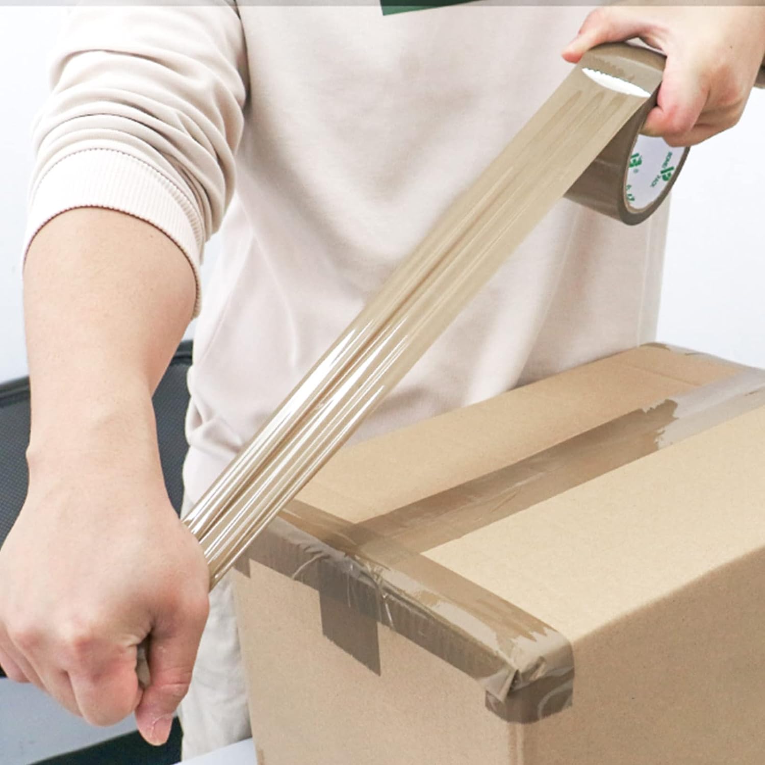 Brown Packing Tape with Dispenser, 2.4 Mil 1.88 Inch x 60 Yards, 6 Refills Rolls Packaging Tape for Moving, Shipping
