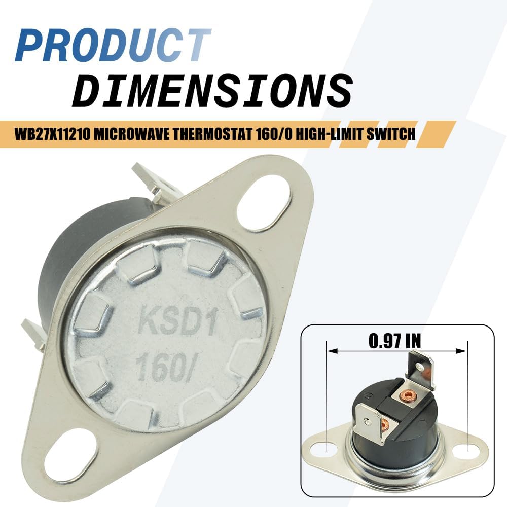 WB27X11210 Microwave Thermostat 160/0 High-Limit Switch Compatible with GE Hotpoint Replacements 3026291 AP5803553 PS8767141 EAP8767141