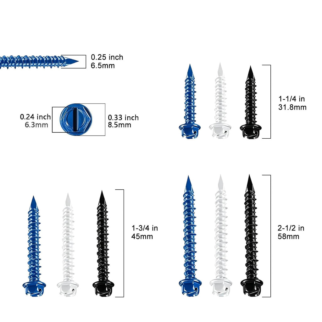 117 PCS 3/16" Slotted Hex Head Concrete Screws Assortment Kit