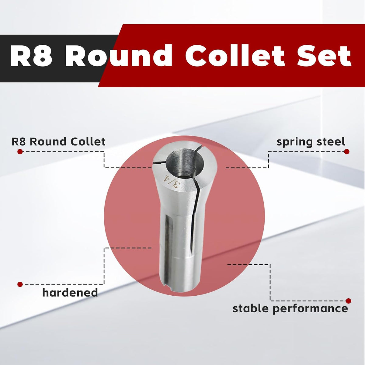 findmall 1/8-3/4 Inch R8 Round Collet Set 6Pcs Spring Collet Set