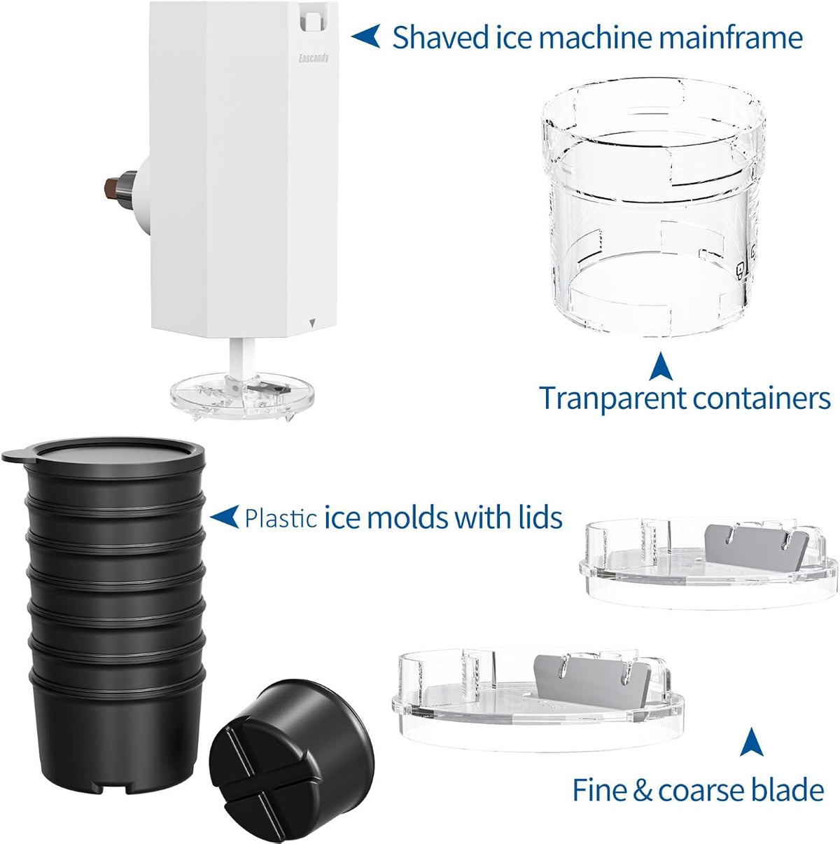 Shaved Ice Attachment for KitchenAid Stand Mixer, Snow Cone Maker for KitchenAid with 8 Ice Molds, Stainless Steel