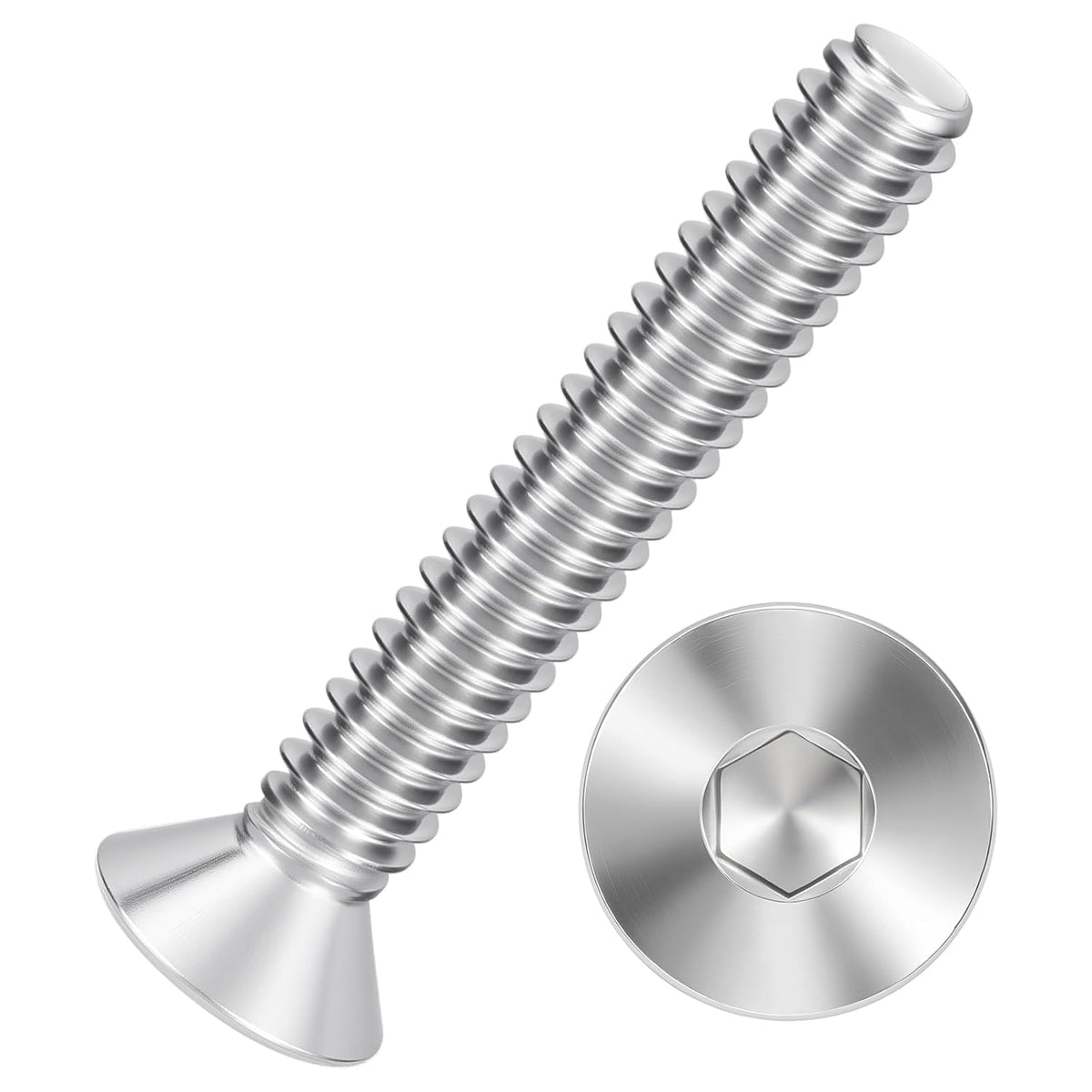 10Pcs #10-24x1-1/4 Flat Head Socket Cap Screw Countersunk Bolt