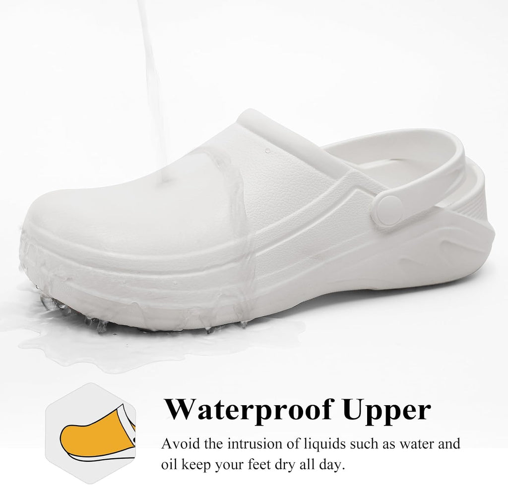 Non Slip Chef Shoes for Men Women, Waterproof Slip Resistant Kitchen Work Shoe Food Service Nursing Clogs