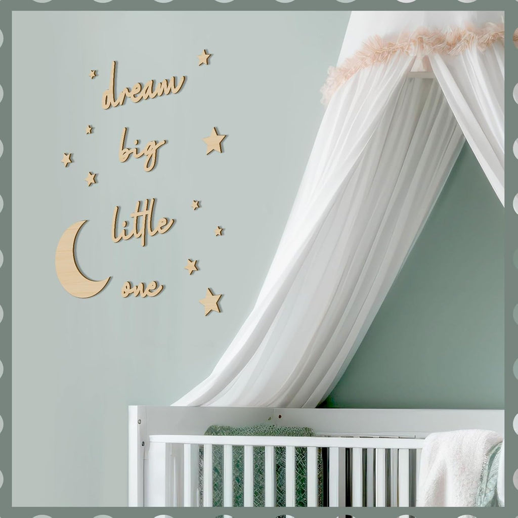15 Pcs Moon and Stars Nursery Decor Dream Big Little One Wall Decor Boho Neutral Babyroom Wall Art Nursery Sign for