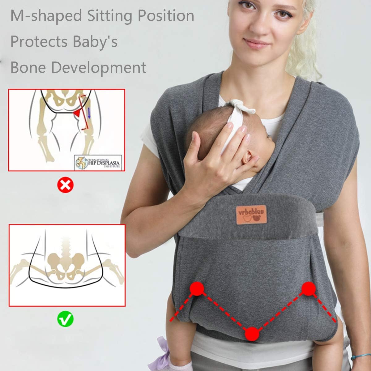 Baby Wrap Carrier for Newborn to Toddler (Grey) | Kangaroo Baby Easy Wearing Wrap, Adjustable Soft Baby Holder Front