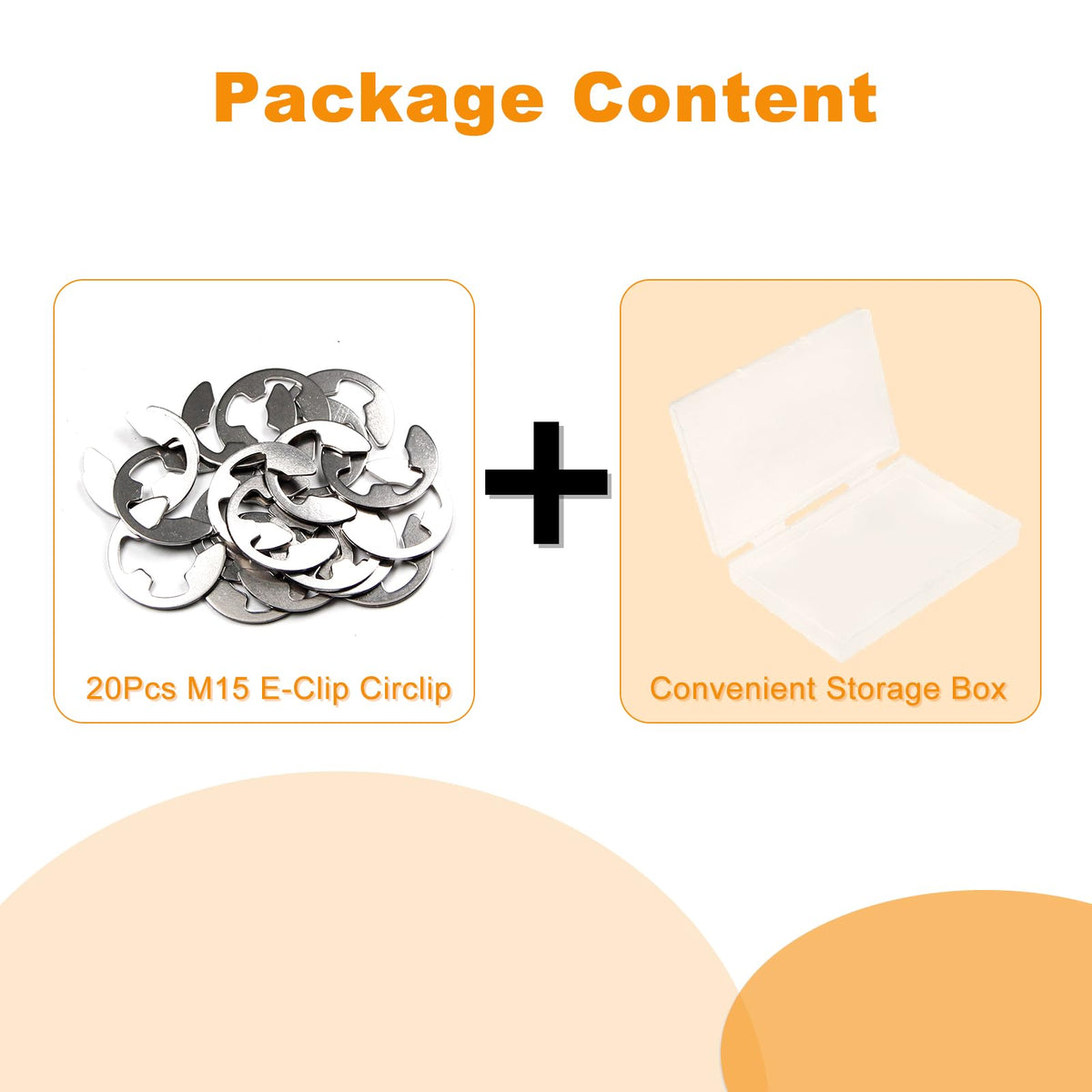 Juvielich 20Pcs M15 E-Clip Circlip, 304 Stainless Steel Snap Rings