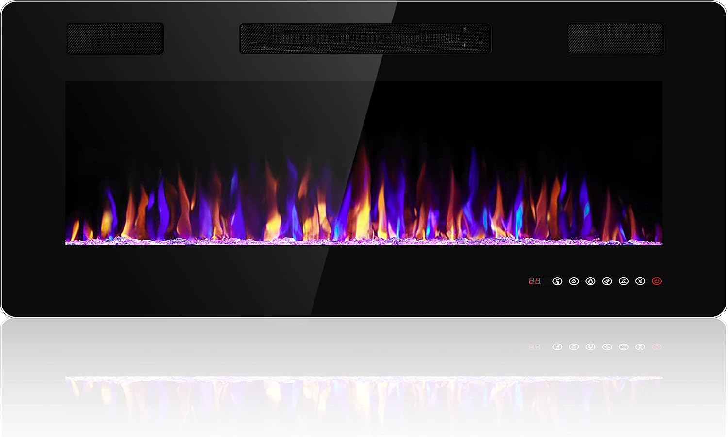 42 Inch Electric Fireplace Insert Ultra-Thin - Recessed & Wall-Mounted Fireplace Heater with Thermostat, Adjustable