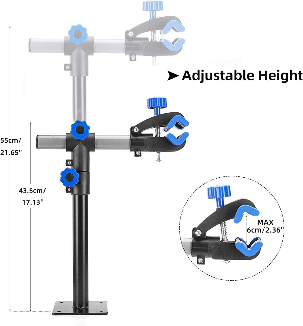 Bike Repair Stand, Adjustable Length, 55 Lbs, Wall/Bench Mount