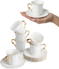 BTaT- Porcelain Espresso Cups Set, 3 oz, 6 Set, Small Coffee Mugs