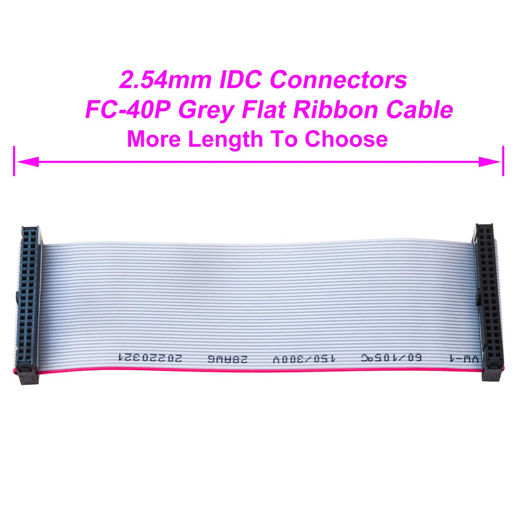 Keszoox 2.54mm IDC Flat Ribbon Cable with FC 6/8/10/14/16/20/26/30/34/40P Dual Row IDC IDE Connector Socket, FC 40-Pin Female to Female IDE Extension Cable 30cm 1PCS (FF40-30cm-1Pcs)