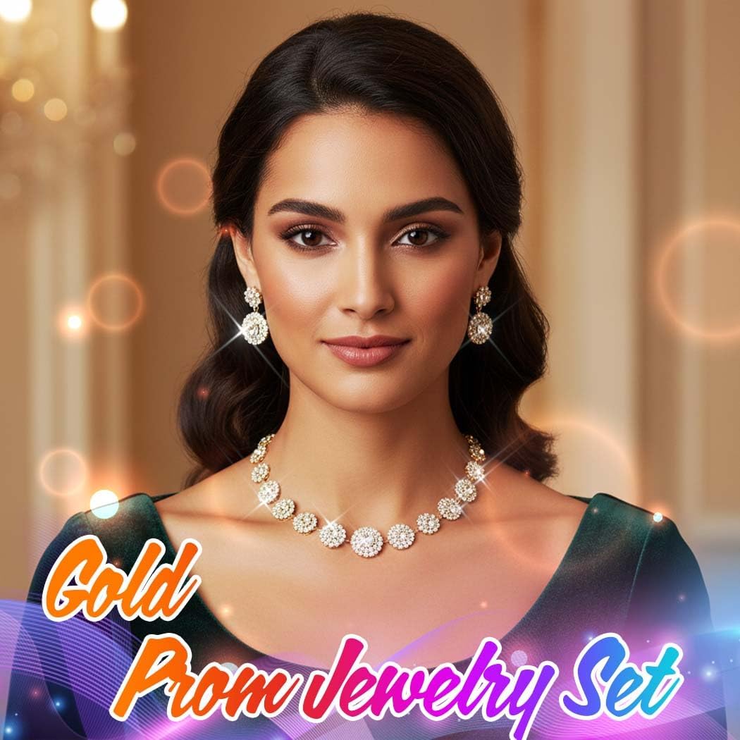 Bridal Wedding Jewelry Set Silver Rhinestone Necklace Earrings Sets Formal Costume Jewelry for Women and Brides