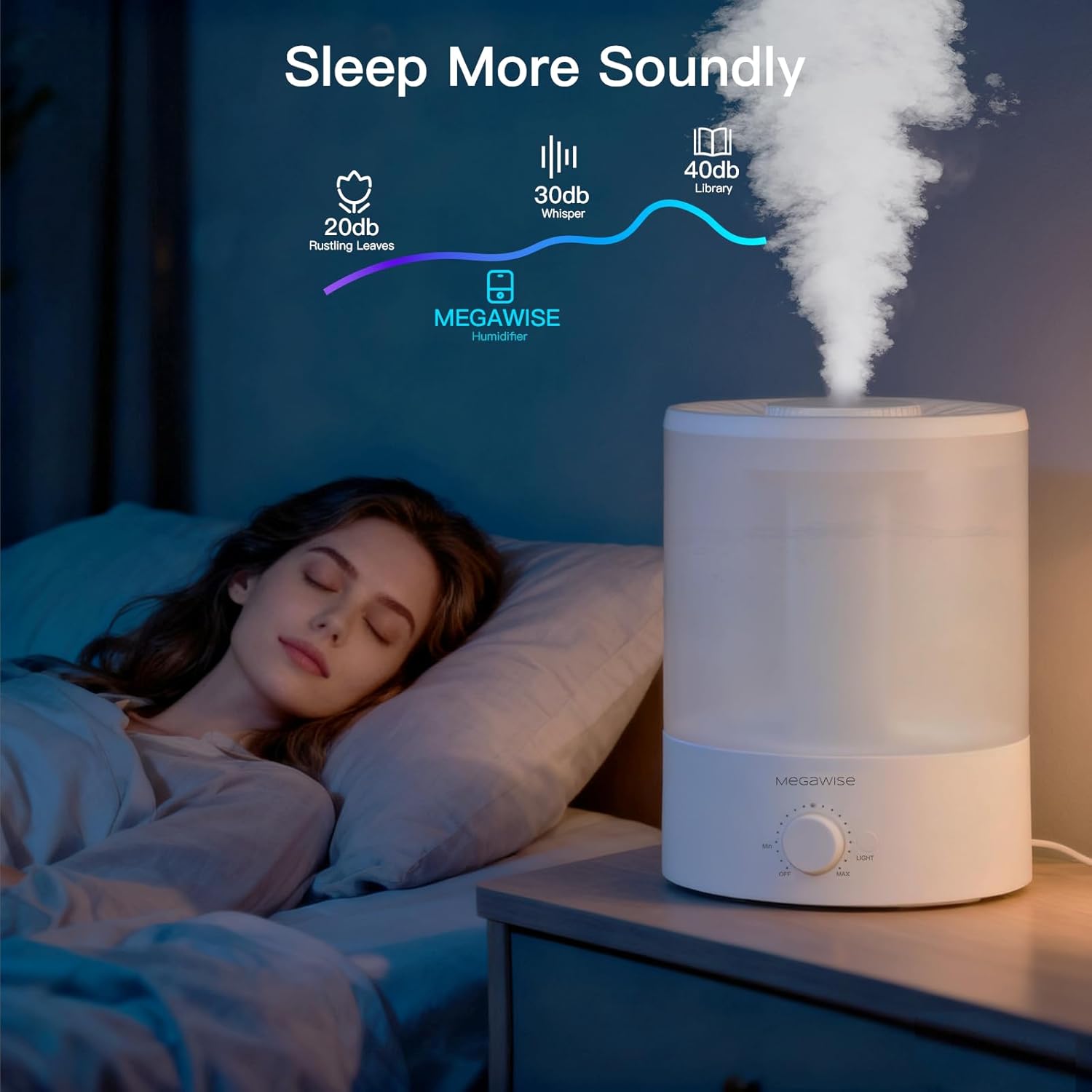 Topfill 7-colour Night light humidifier for Kid bedroom with 3.5L Large Capacity, No leakage Design Fine Mist Output