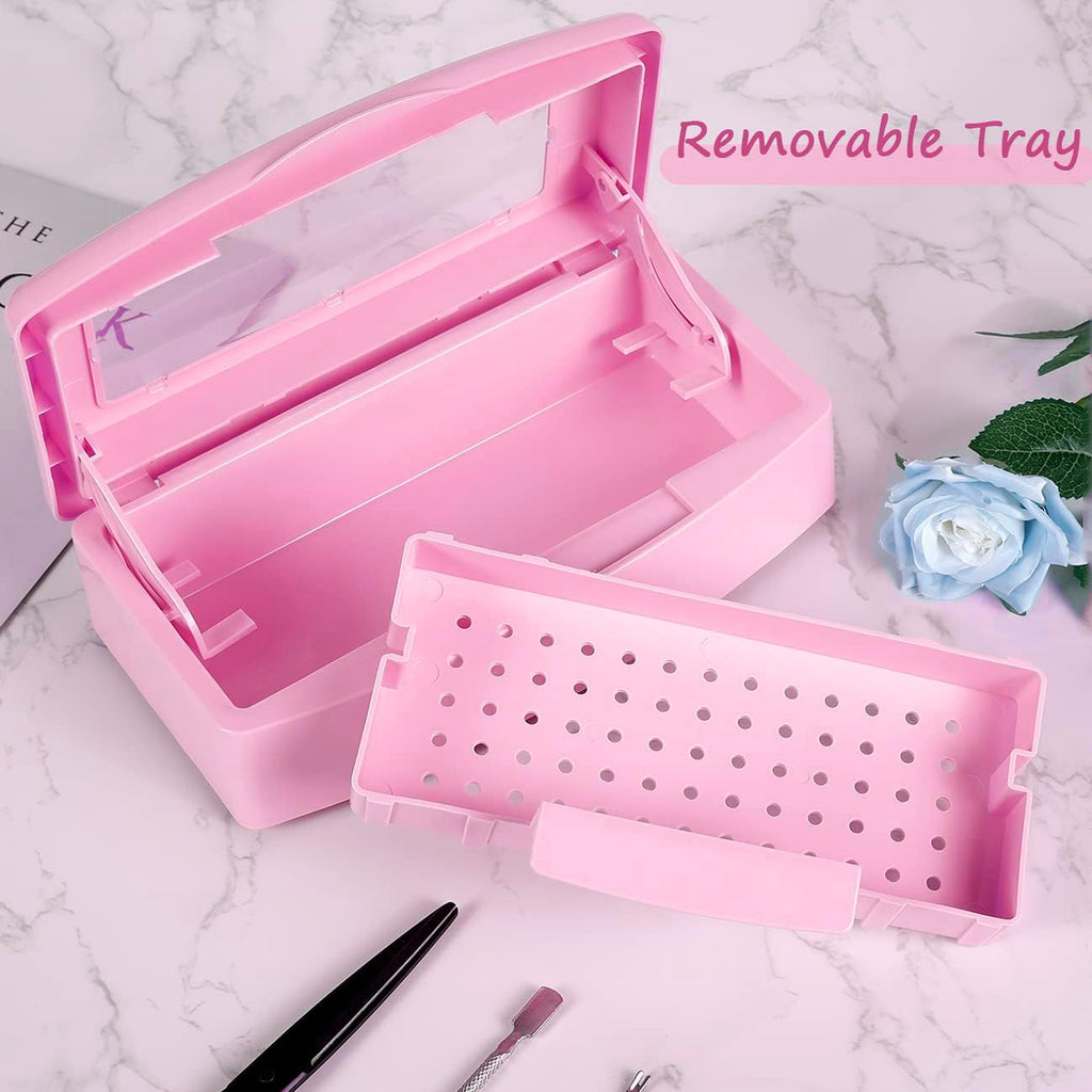 2 Piece Nail Tool Sterilizer Box barbicide Disinfectant Jar Plastic Disinfectant Container Suitable for Nail Tools
