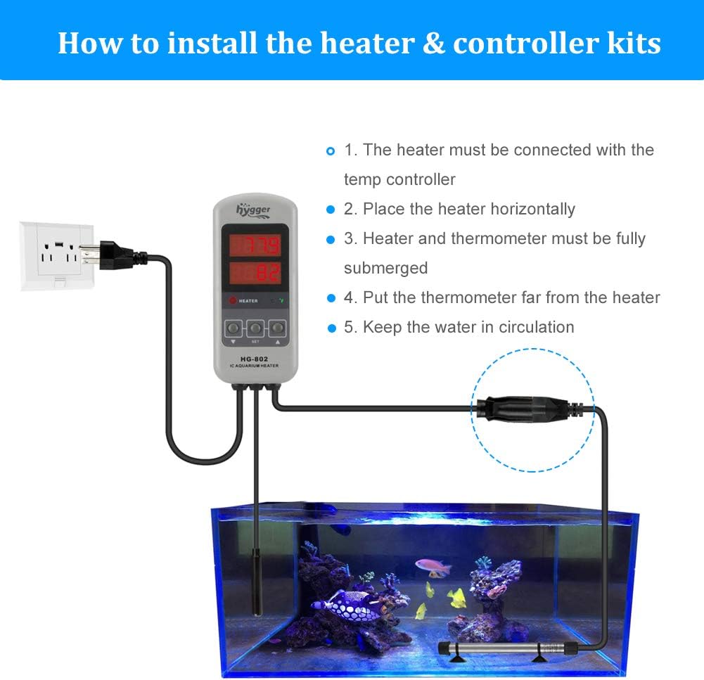 200W Titanium Aquarium Heater for Salt Water and Fresh Water, Digital Submersible Heater with External IC Thermostat