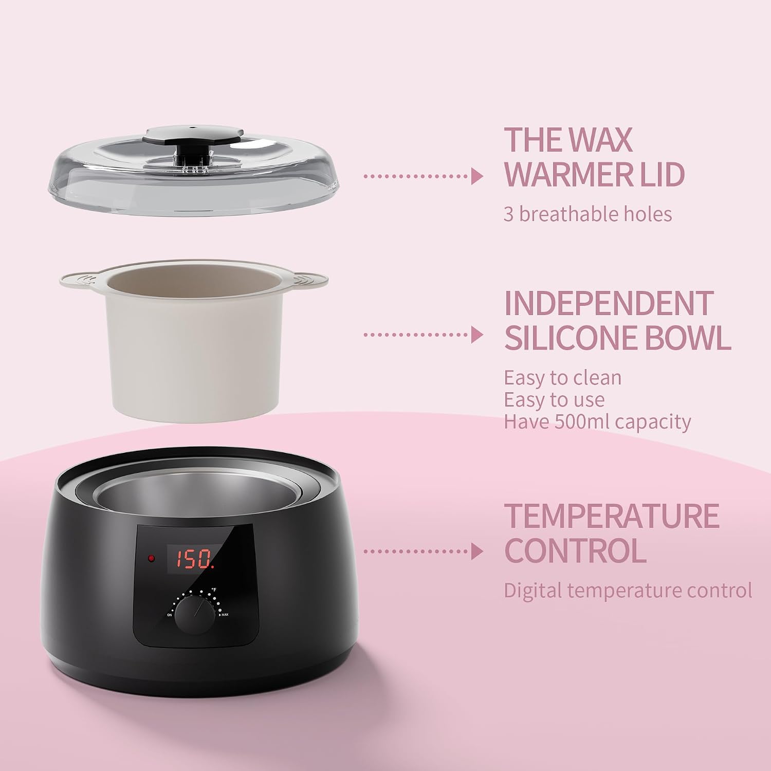 Wax Warmer, Wax Pot for Hair Removal | Wax Heater wax kit with Non-Stick Easy Clean Pot for Home or Salon.