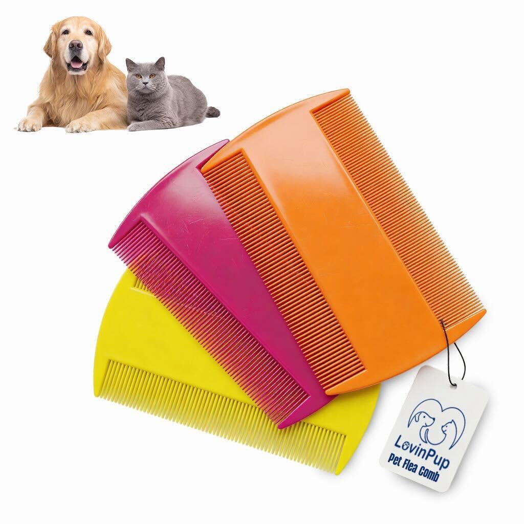 Pet Flea Comb for Dogs & Cats – Tick Removal Tool (3-Pack)