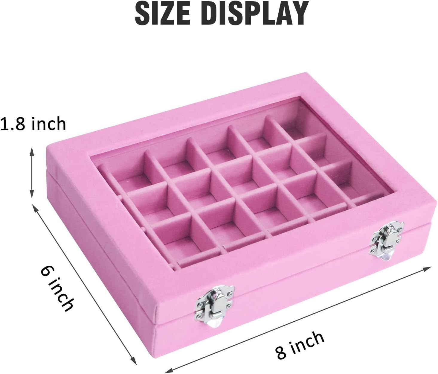 Velvet Jewelry Box 24 Grid Jewelry Ring Display Organiser Box Tray Holder Earrings Storage Case for Girls Wife Mom