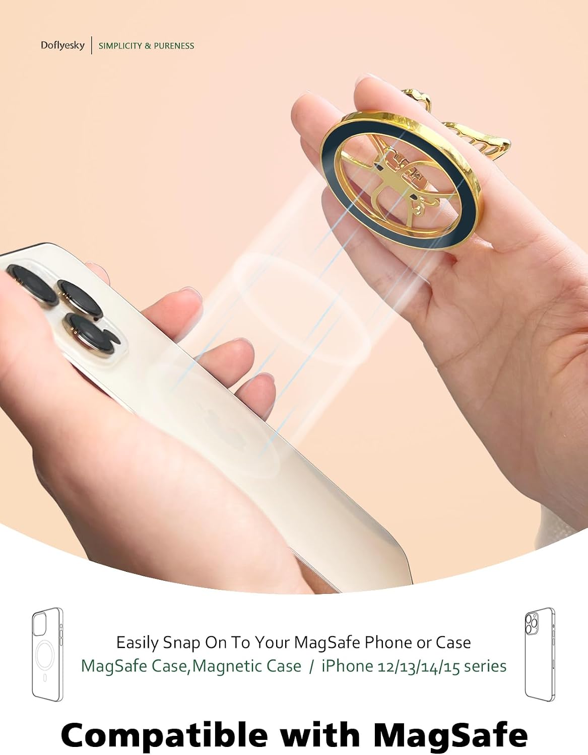 2025 Upgrade Magnetic Phone Grip for MagSafe, Butterfly Phone Grip Holder Finger Kickstand, Adapter Ring for MagSafe