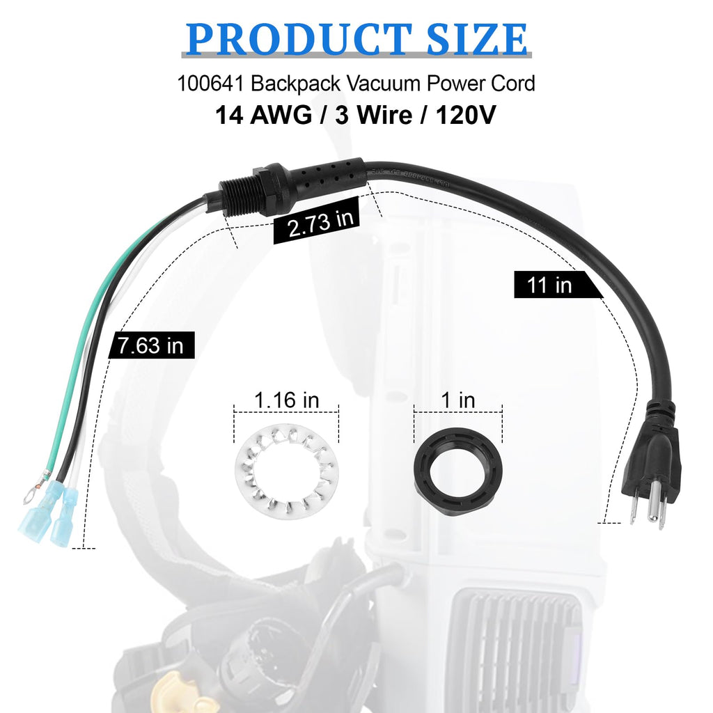 100641 Power Cord Replacement for ProTeam Backpack Vacuums