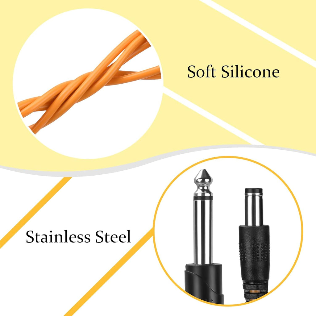 Tattoo DC Connector Clip Cords 6.13ft Silicone Wire Cord for Motor Machine Power Supply Orange