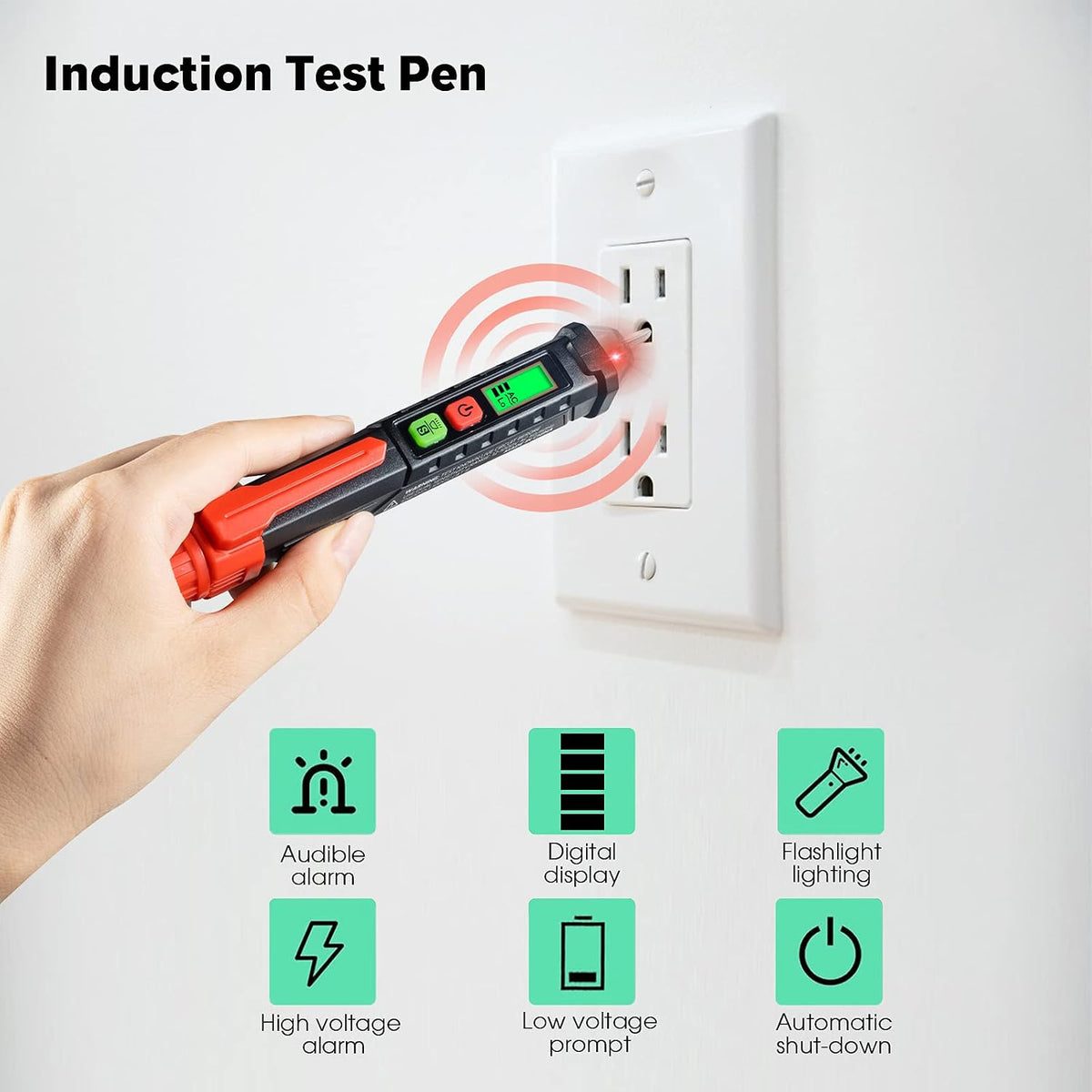 AC Voltage Tester,Non-Contact Voltage Tester, Dual Range 12-1000V/48-1000V with LCD Display, Buzzer Alarm, Flashlight