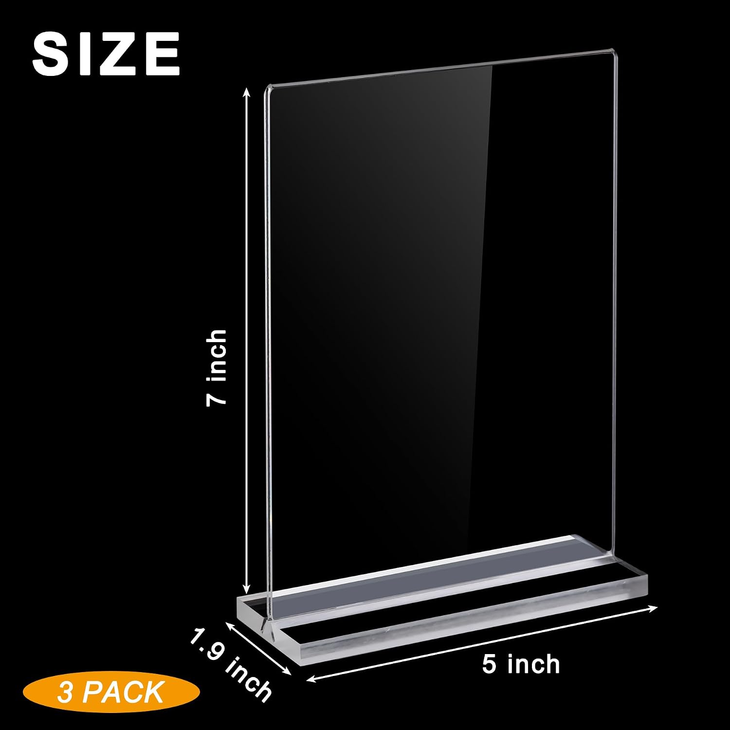 3Pack Acrylic Sign Holder 5 x 7 Inch, Business & Store Sign Holders | Vertical Double-Sided Acrylic Stands for Vendor