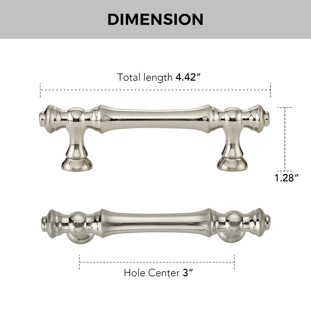 Brushed Nickel Cabinet Pulls, Drawer Pulls, 3 Inch, 20 Pack
