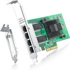 ipolex 4 Port Gigabit Ethernet NIC, Low Profile PCI-E 2.1 X4 Network Adapter, Compatible with I350-AM4 Controller, Quad RJ45 Ports, for Windows XP/Linux/VMware ESX/ESXi