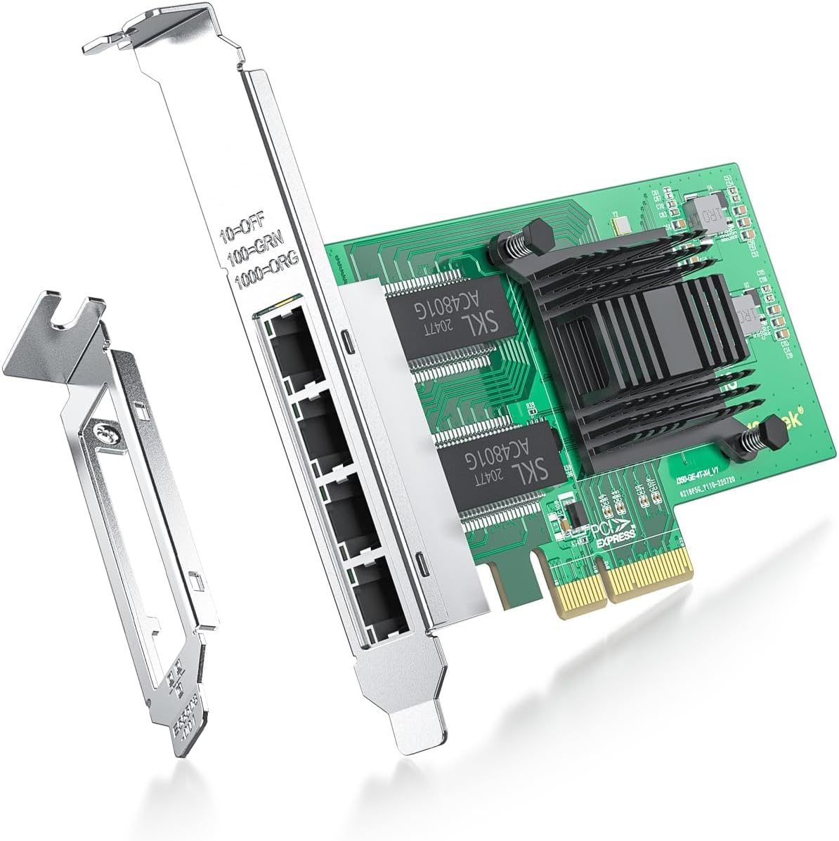 ipolex 4 Port Gigabit Ethernet NIC, Low Profile PCI-E 2.1 X4 Network Adapter, Compatible with I350-AM4 Controller, Quad RJ45 Ports, for Windows XP/Linux/VMware ESX/ESXi