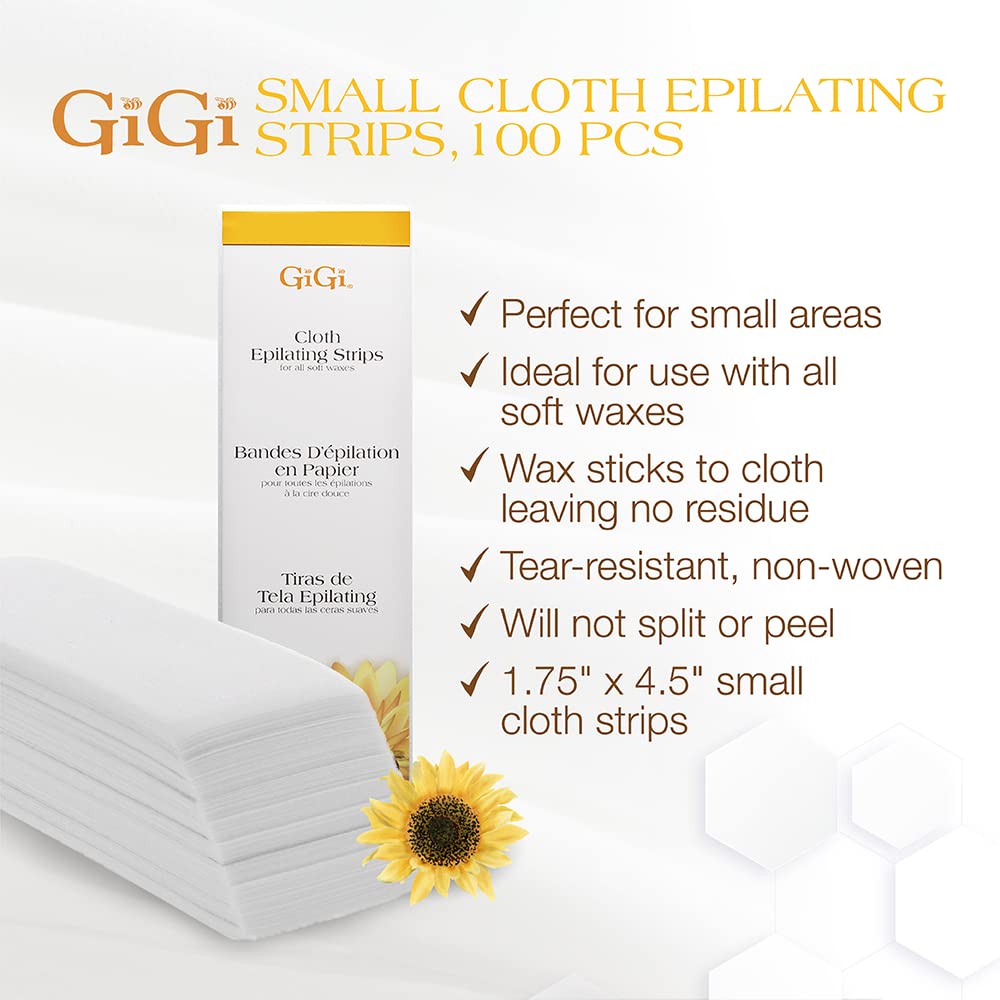 Wax Strips Non Woven for Hair Removal - Small Cloth Epilating Waxing Strips for Face and Bikini Line, 100 Strips