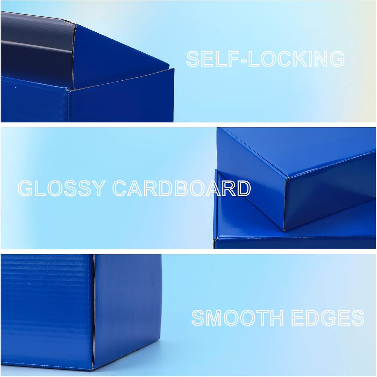 20 Pack 12x9x4 in Cardboard Shipping Boxes, Royal Blue Gift Box