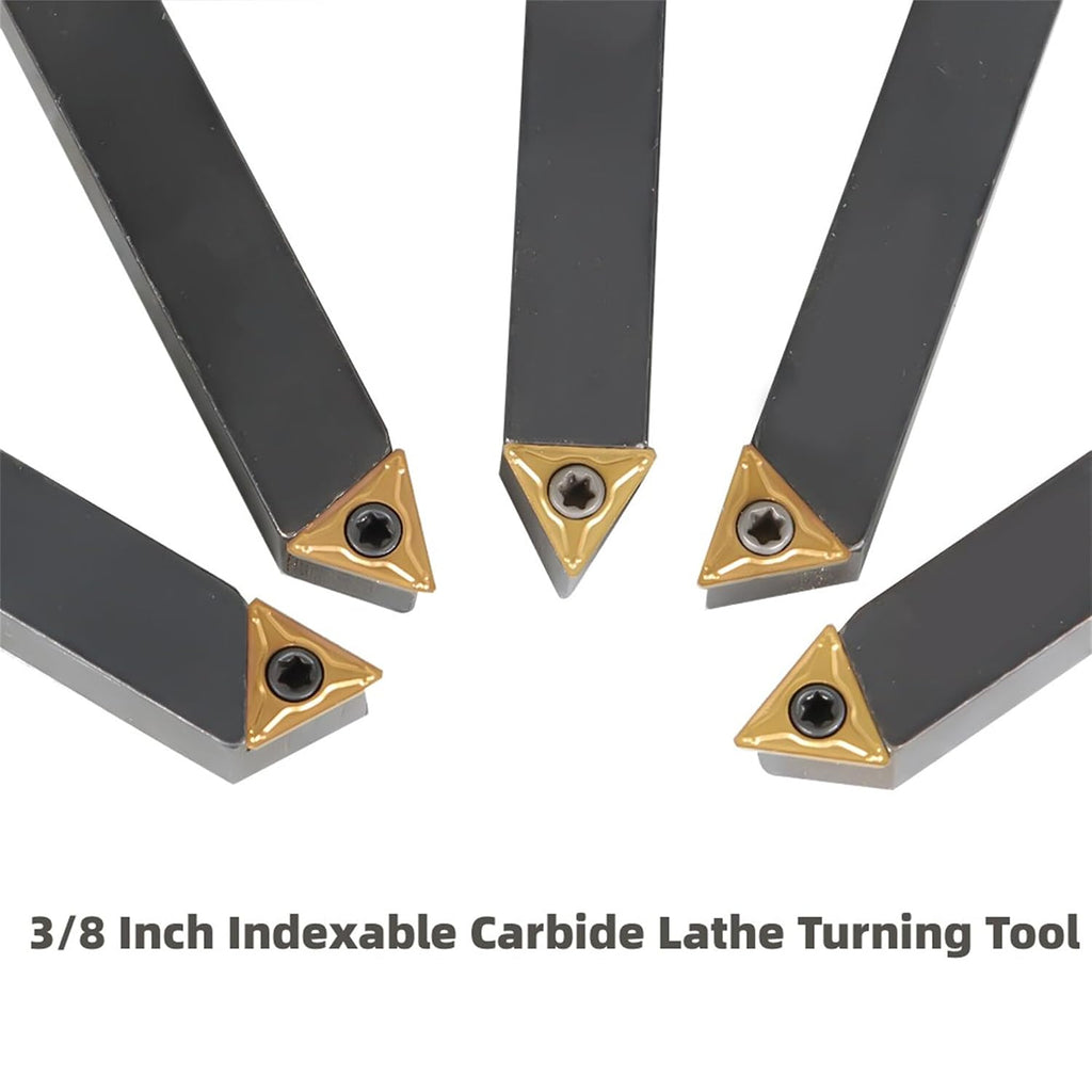 Kimllier 5Pcs 3/8" Indexable Carbide Lathe Turning Tool Holder